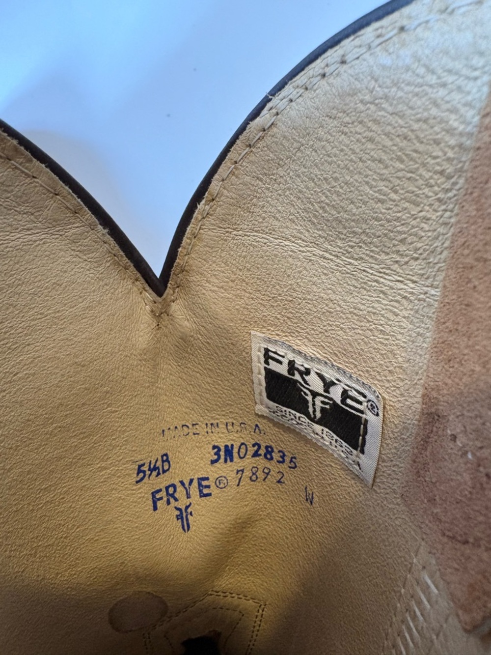FRYE || 1980s Vintage Western Boots Heeled Suede‎ Tan 5.5 - Picture 10 of 10